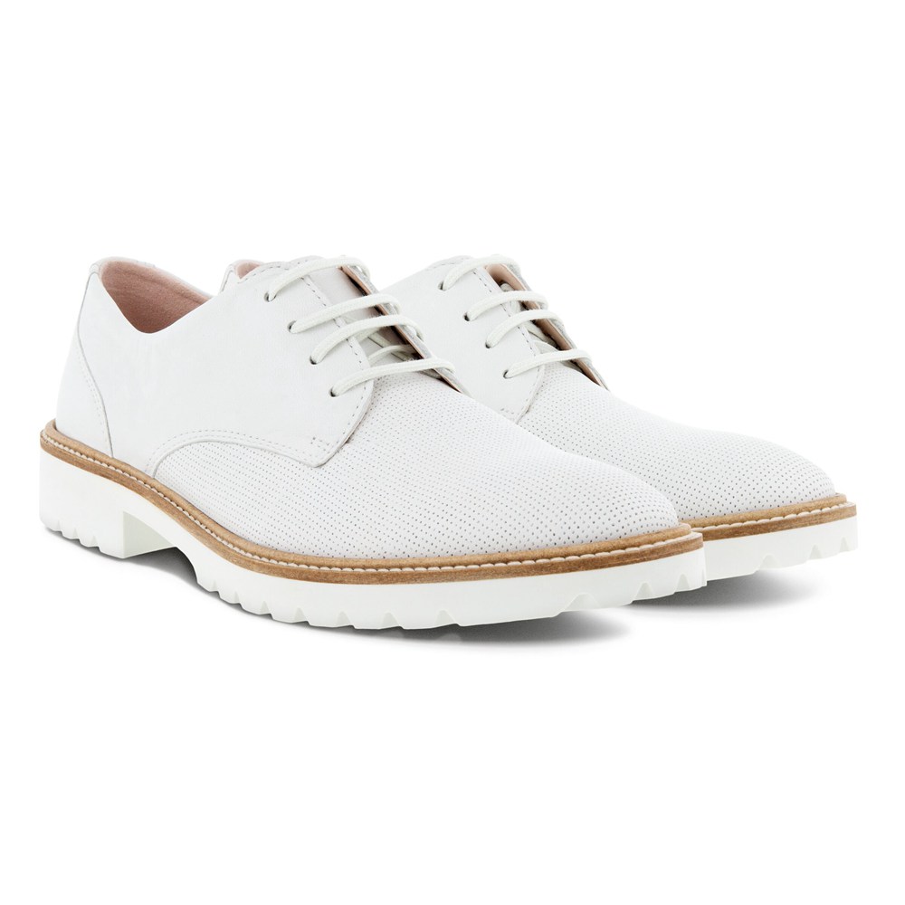 Womens Dress Shoes - ECCO Modern Tailored Laced Derby - White - 3910WIDHB